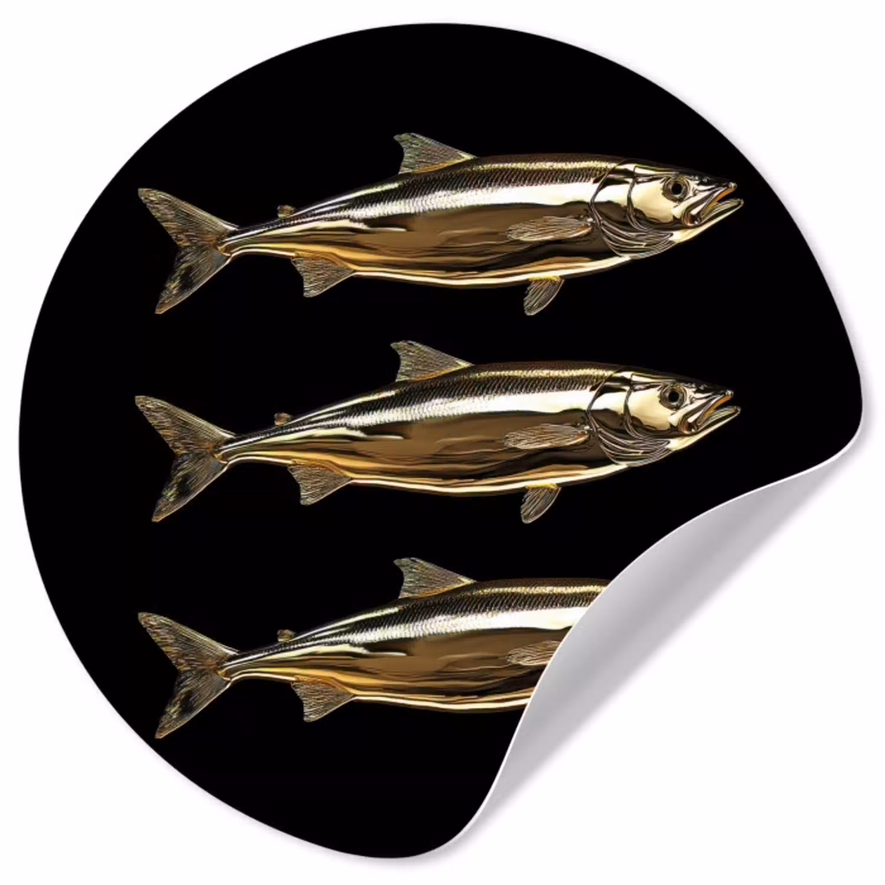 Vissen - Goud - Zwart Wandcirkel behangsticker klein -3d