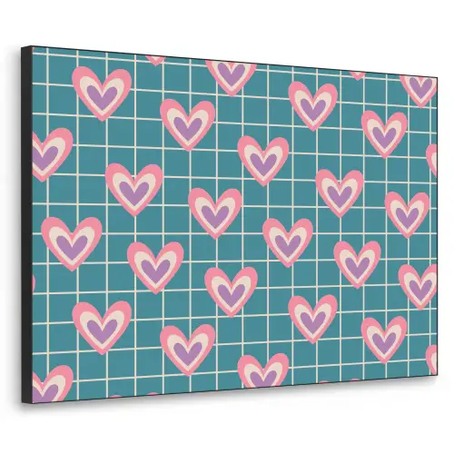Hartjes - Raster - Patroon - Blauw Textielframe zwart klein 947 -3d