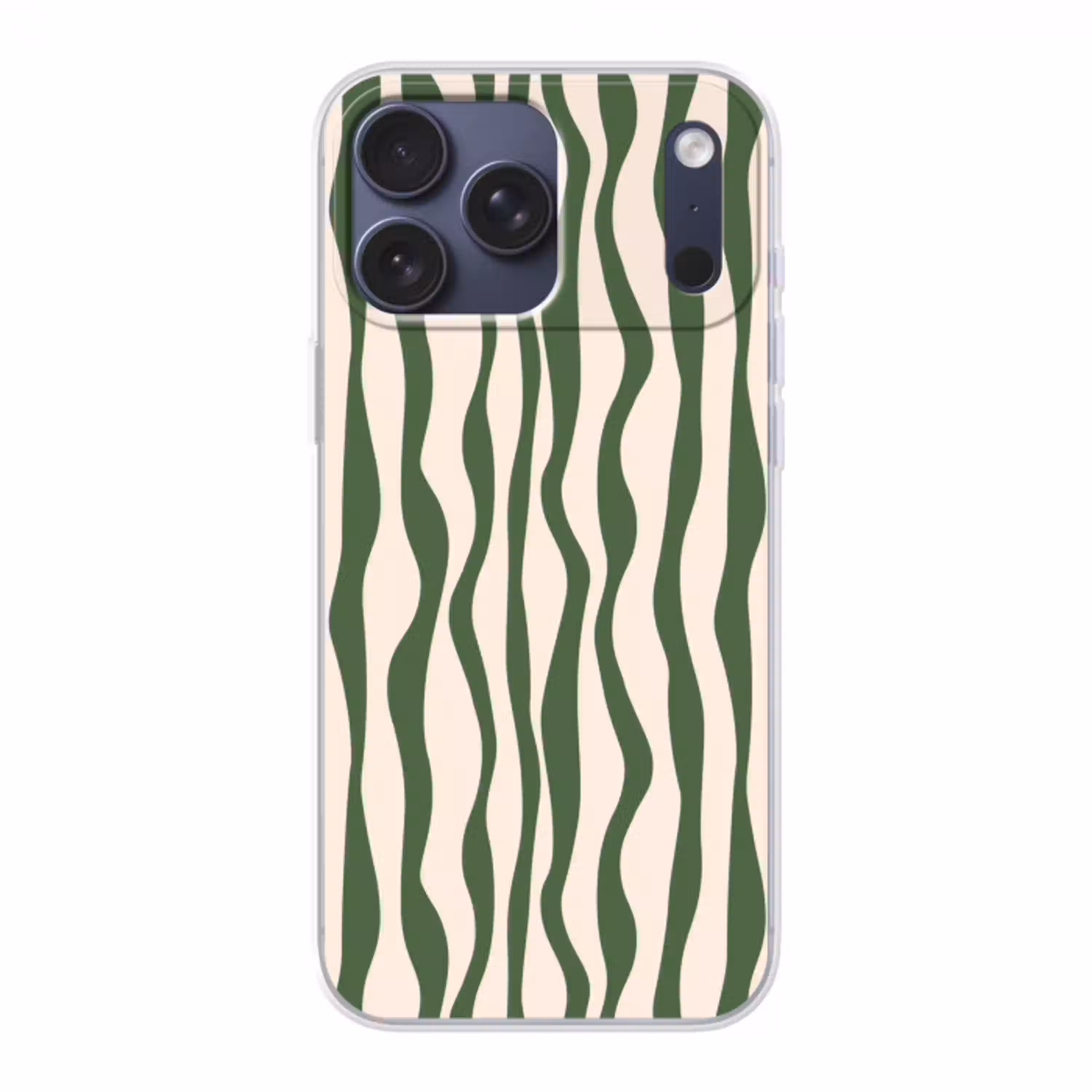 Golvende lijnen - Beige - Groen - Strepen - Abstract Telefoonhoesje iPhone 17 Pro Max klein -3d