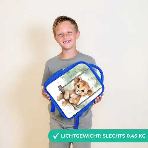 Leeuw - Dier - Kinderen - Jungle Kinderrugzak - Blauw middel -sfeer1_NL