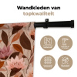 Bloemen - Bladeren - Bruin Wandkleed katoen klein 269 -sfeer2