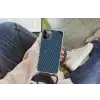 Lijnen - Abstract - Blauw - Wit - Minimalistisch Hoesje iPhone 12 Pro met koord klein -hand