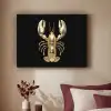 Kreeft - Goud - Textuur - Zwart Textielframe zwart klein -sfeer1