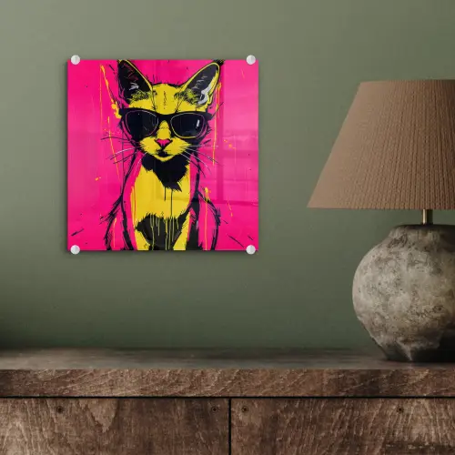 Kat - Art - Zonnebril - Roze plexiglas 5mm klein -sfeer3