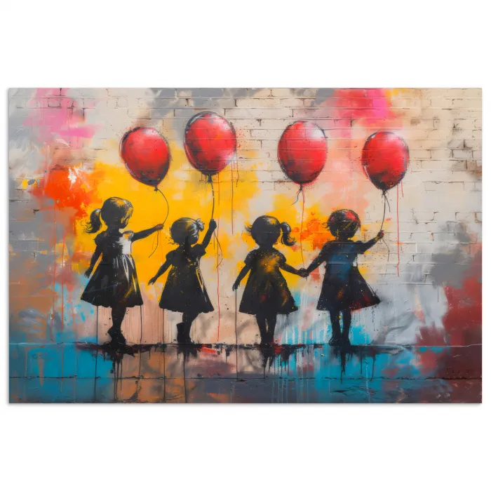 Graffiti - Kinderen - Street art - Ballon - Banksy poster papier klein -3d