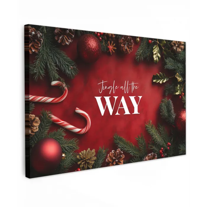 Kerst - Quote - Rood - Kerstballen Tuinposter op houten frame 2 cm dik klein -3d