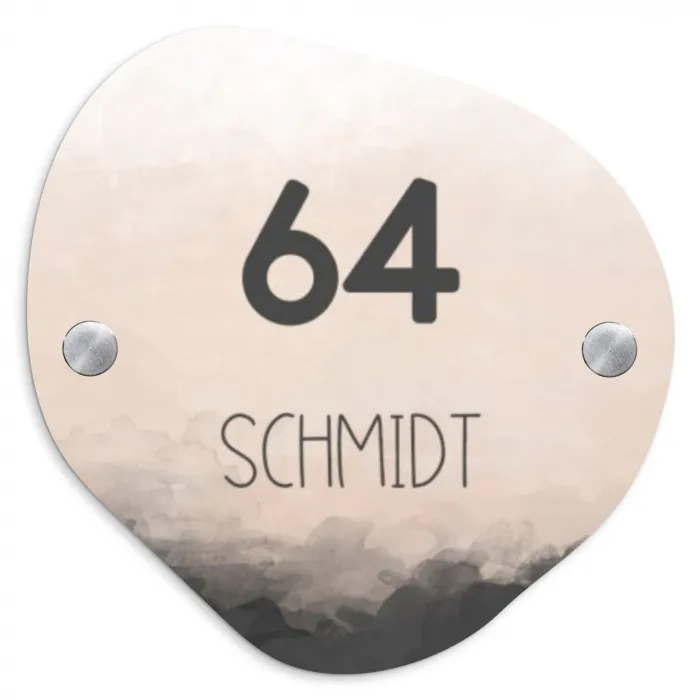 Aquarel - Beige - Modern Naambord Organisch middel -3d