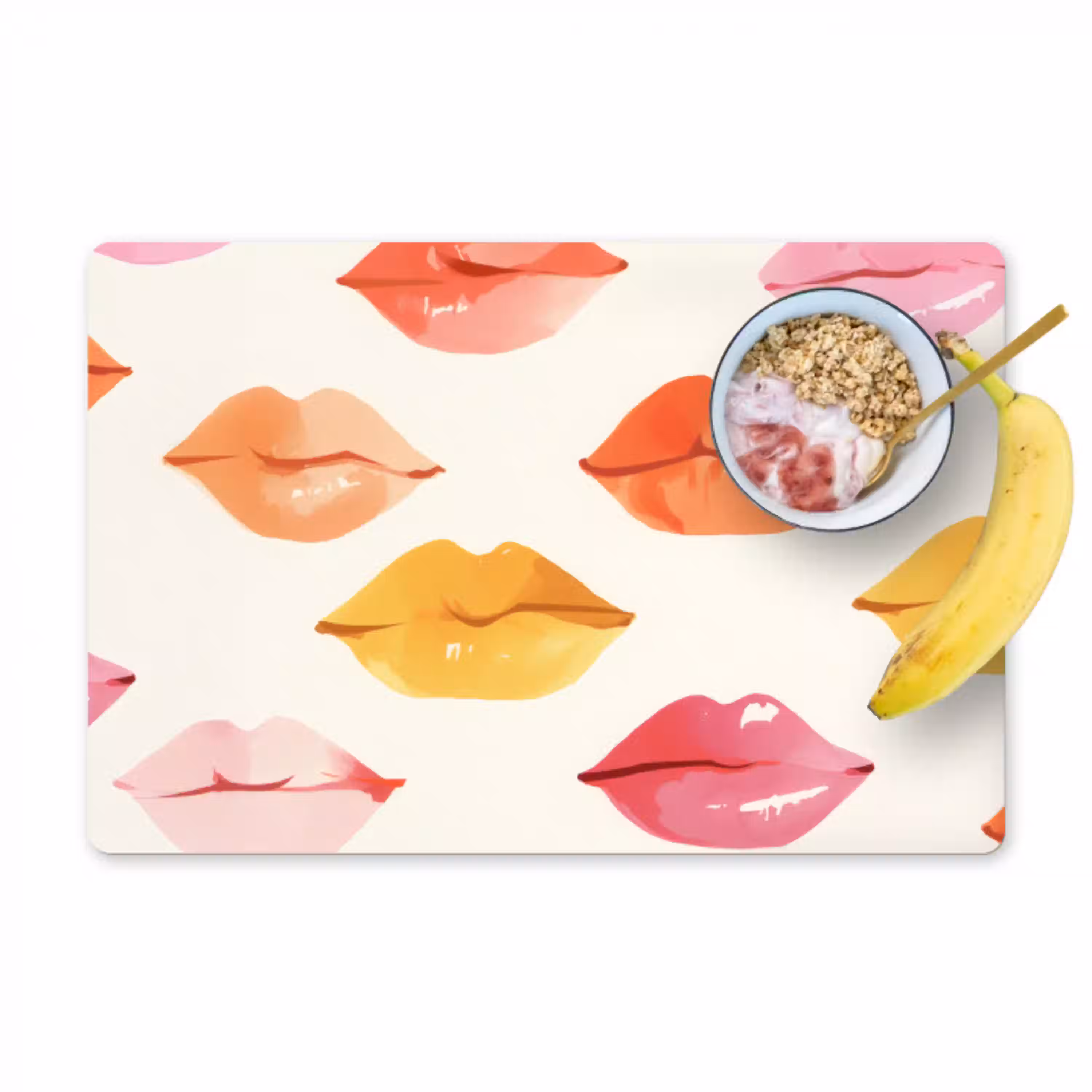 Lippen - Kleurrijk - Glanzend Placemat vinyl groot -zzzproduct_Kitchenyeah-website