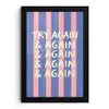 Try again - Strepen - Roze - Verticaal - Blauw fotolijst zwart zonder passe partout klein -3d