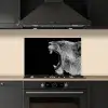 Dieren - Leeuw - Zwart - Wit - Portret keuken achterwand spatscherm klein -sfeer1