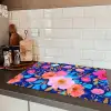 Bloemen - Blauw - Roze Inductie beschermer vinyl 3mm klein -sfeer3