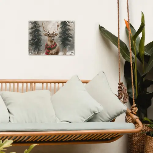 Winter - Bos - Rendier - Donker tuinposter los doek klein -sfeer7