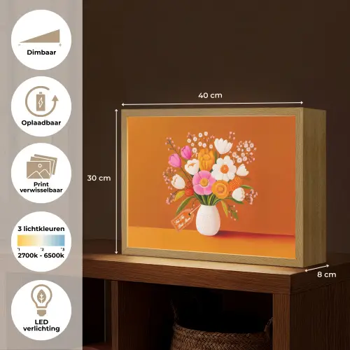 Vaas - Bloemen - Oranje Light Box met batterij (Wandlamp) middel -USP_websiteoverzichtNL