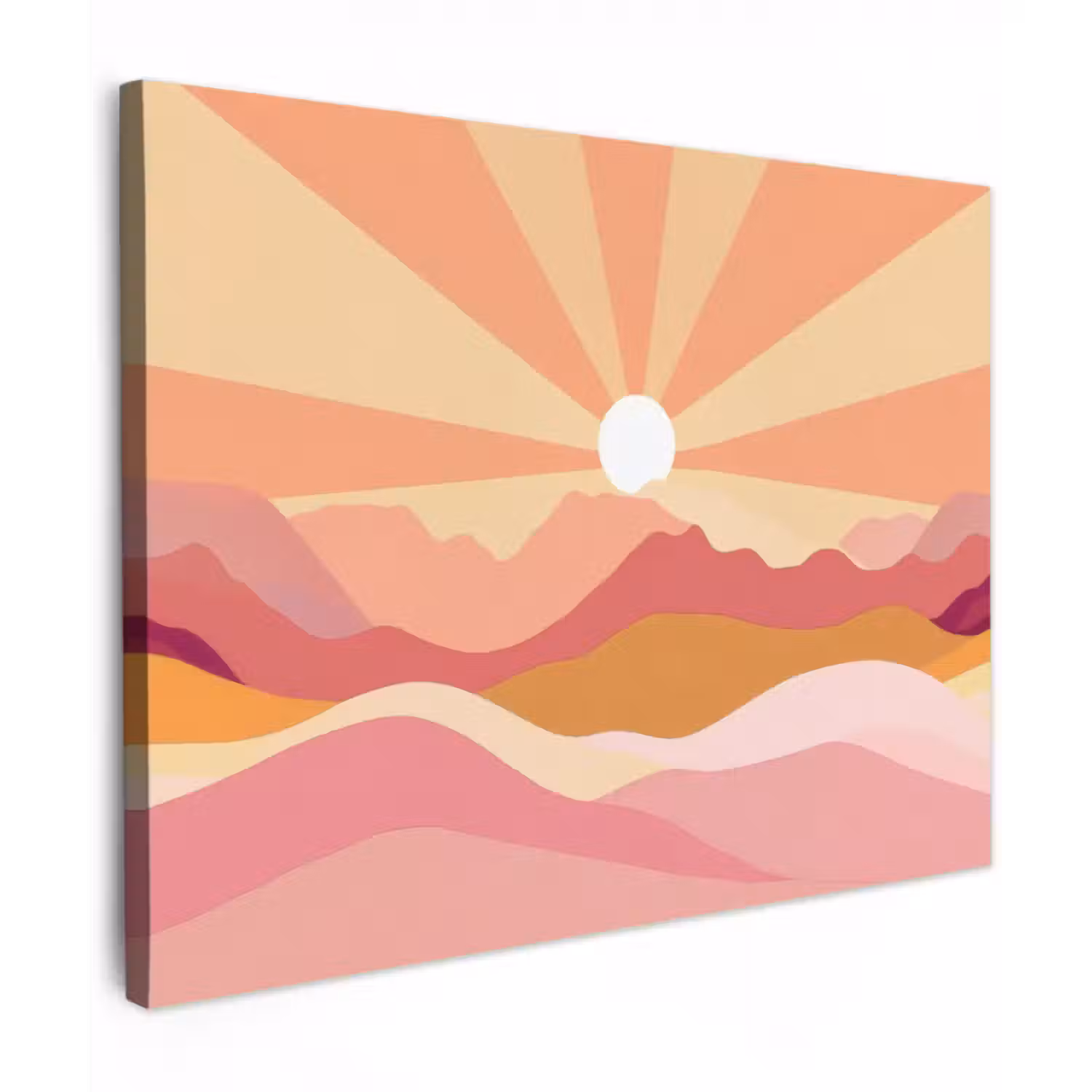 Leinwandbild - Berge - Abstrakt - Sonnenstrahlen - Rosa