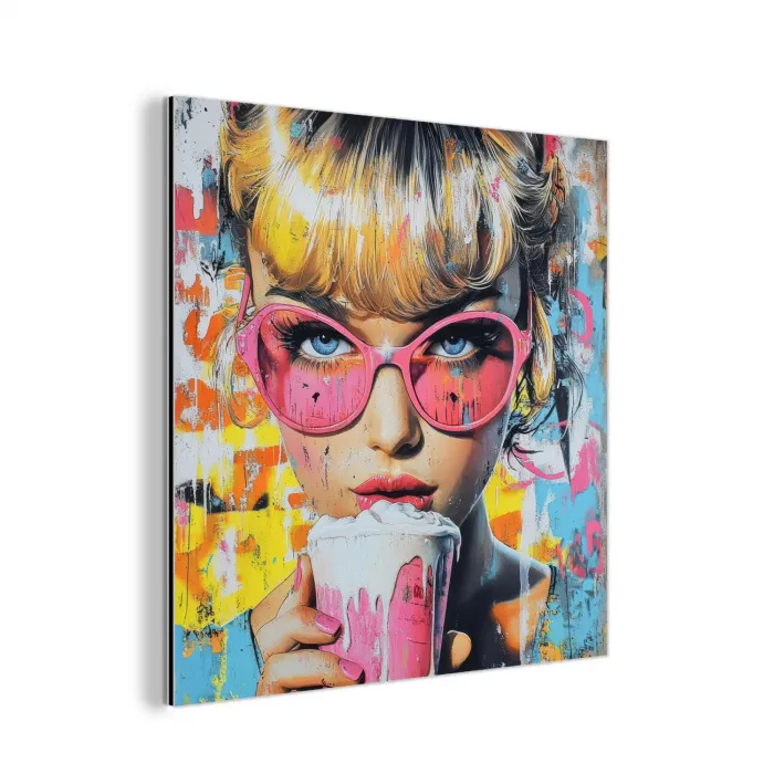 Expressief - Milkshake - Vrouw - Felle kleuren aluminium wit klein -3d