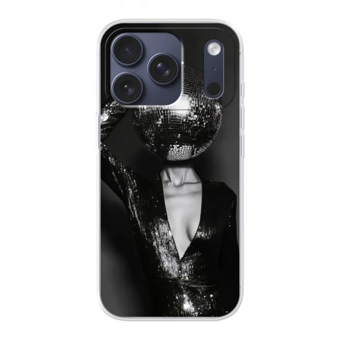 Discobal - Gezicht - Glamour - Zwart Telefoonhoesje iPhone 17 Pro klein -3d