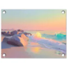 Zomerlicht - Strand - Fonkelende accenten tuinposter los doek klein -3d