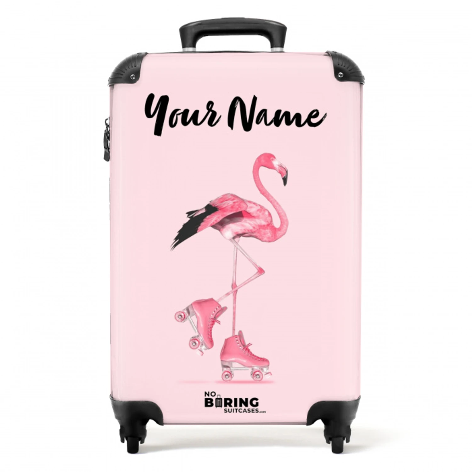Roze rollerflamingo NBS - Handbagage koffer - Kinderen Unisex middel -productfoto_recht