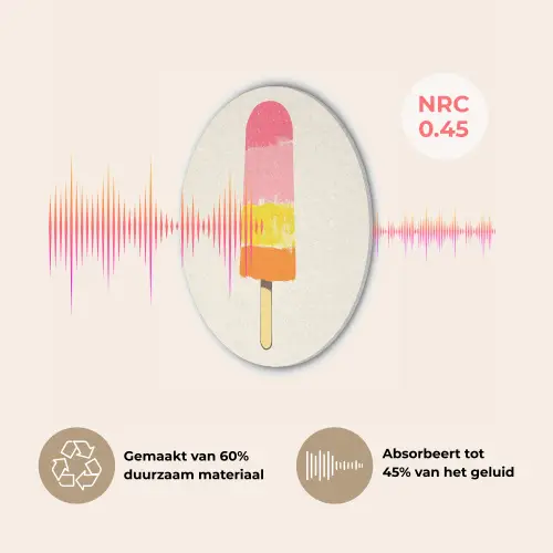 Waterijsje - Retro - Stokje - Roze Akoestische PET Vilt - Rond klein -USP_NL