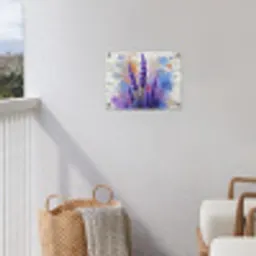 Lavendel op Witte Bakstenen Muur tuinposter los doek klein -sfeer8