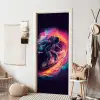 Astronaut - Ruimte - Surfen - Kleurrijk deurposter klein -sfeer6
