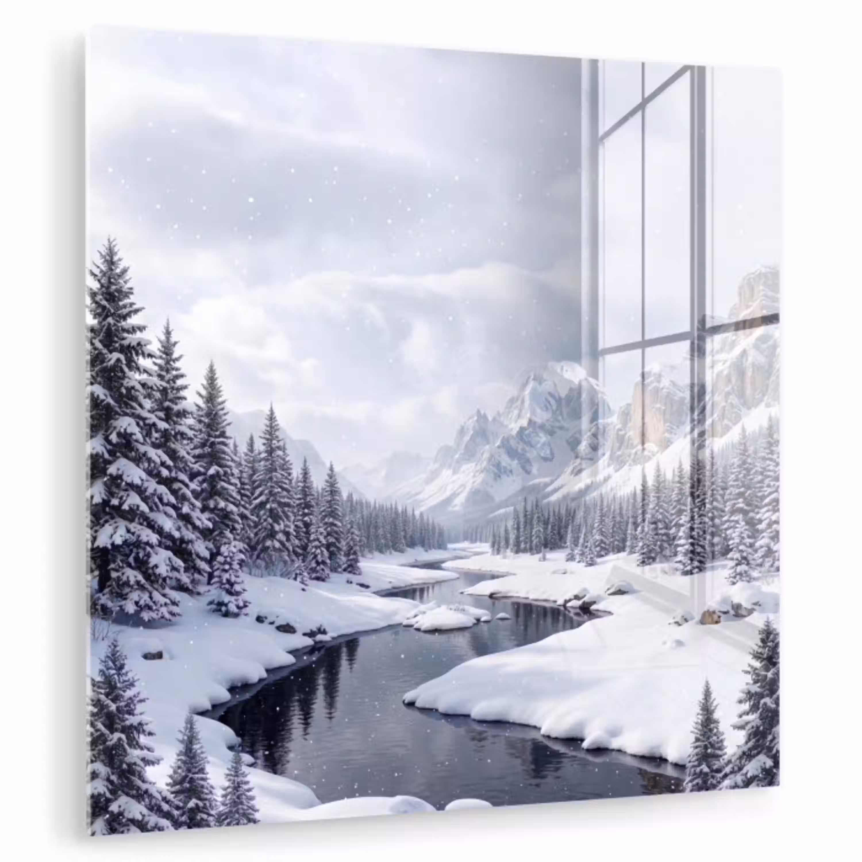Sneeuwlandschap - Bergen - Rivier - Winter plexiglas 5mm klein -zzzproduct_nieuw