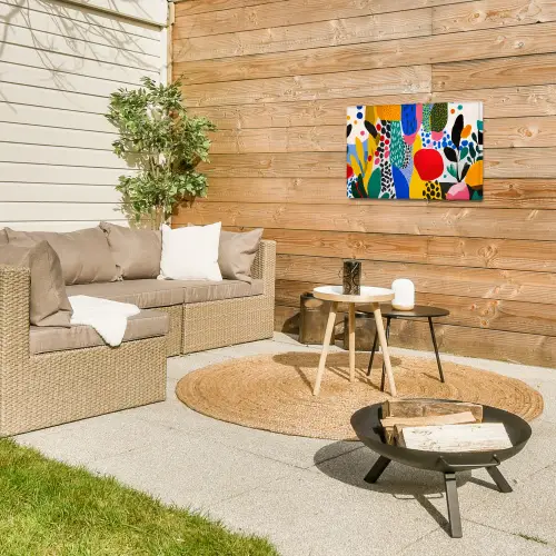 Stippen - Vormen - Modern - Kleuren Tuinposter op houten frame 2 cm dik klein -sfeer2