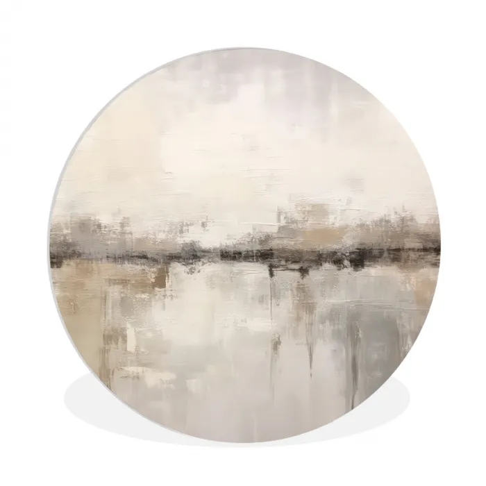 Moderne kunst - Abstract - Beige Wandcirkel kunststof plaat 5mm dik klein -3d