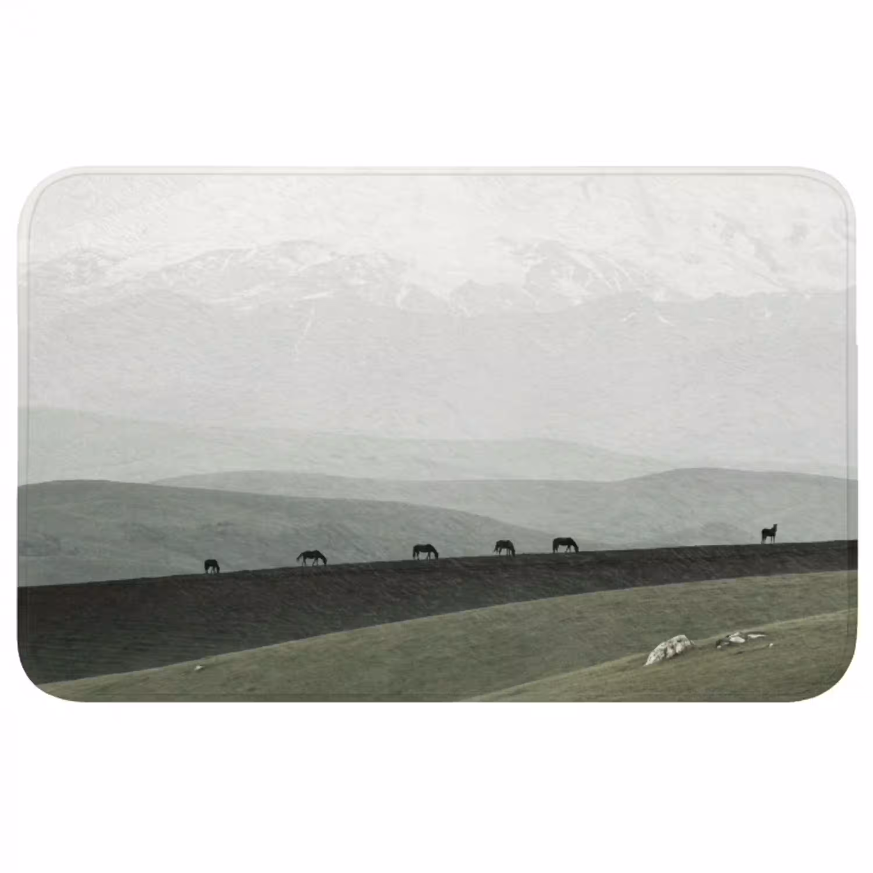 Grijs - Berg - Paarden Badmat middel -3d