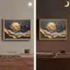 Kunst - Goud - Modern - Abstract Light Box met batterij (Wandlamp) middel -sfeer3