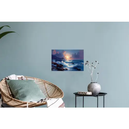 Golven - Zee - Kleurrijk - Rotsen Muursticker klein -plant