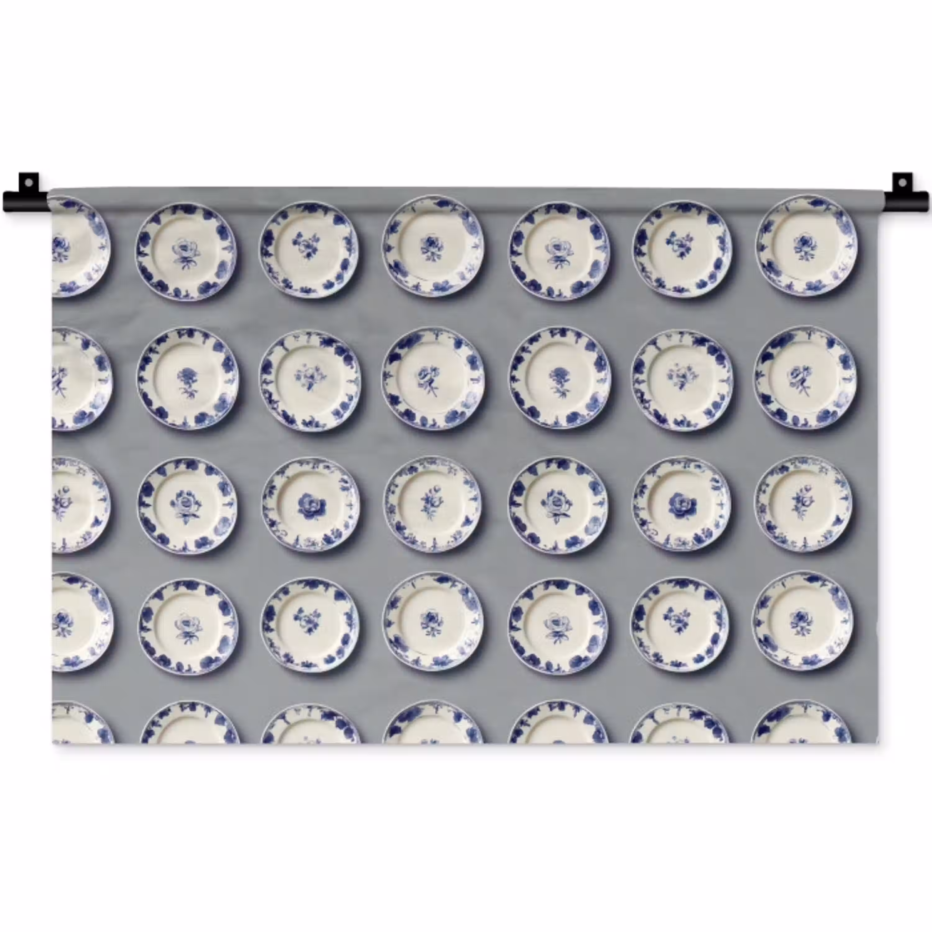 Borden - Bloemen - Blauw - Wit Wandkleed katoen klein 269 -zz3d