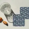 Patroon - Bloemen - Wit - Blauw onderzetter kurk middel 366 -sfeer4