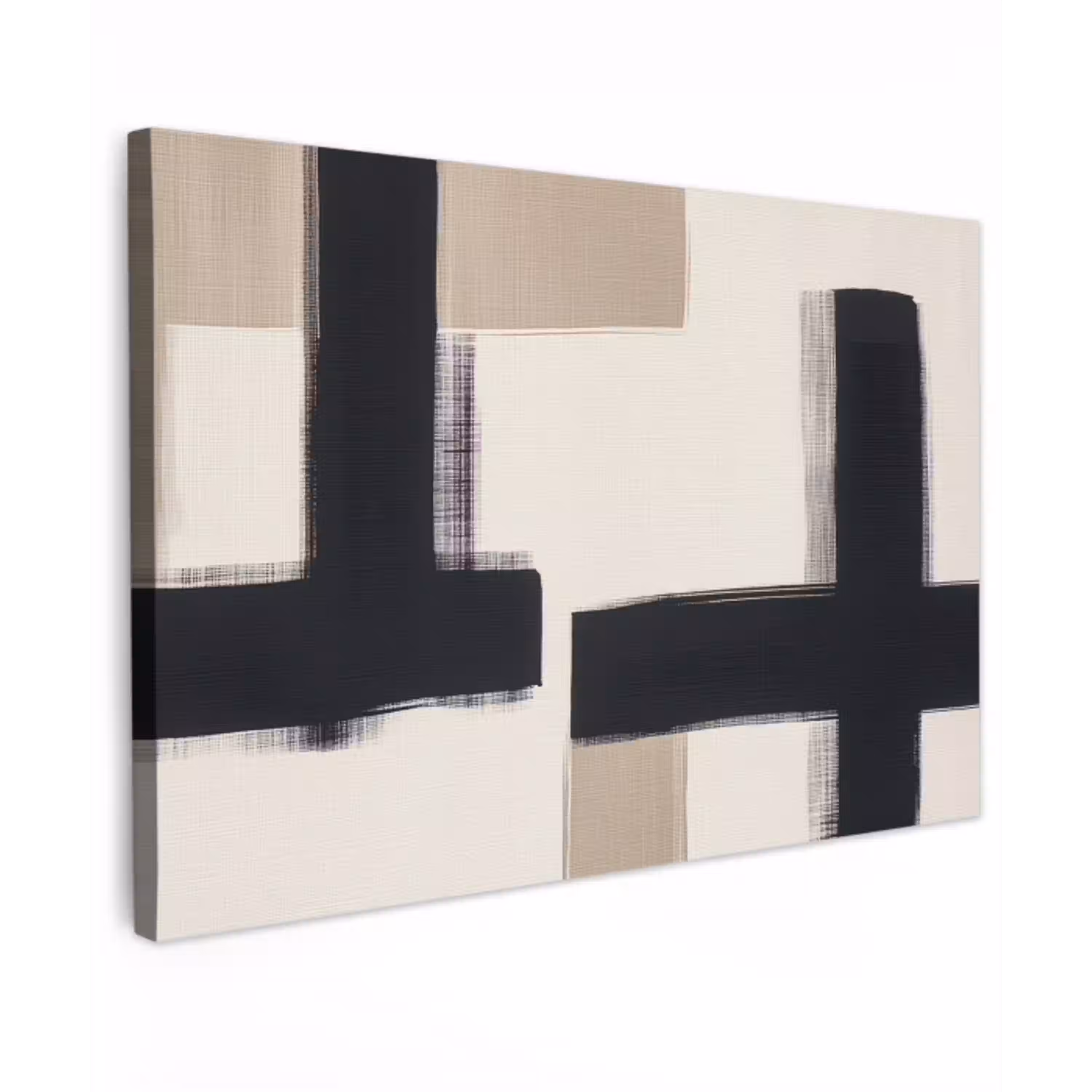 Zwart - Abstract - Japandi canvas 2cm klein -z3d