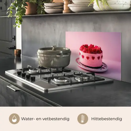 Taart - Hart - Roze keuken achterwand spatscherm klein -usp_NL