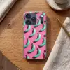 Bananen - Patroon - Blauw - Roze Telefoonhoesje iPhone 17 Pro klein -sfeer1