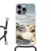 Duinen - Gras - Sporen - Wolken Hoesje iPhone 16 Pro Max met koord klein -3d