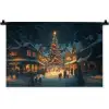 Kerstfeest - Dorp - Donker Wandkleed katoen klein -zz3d