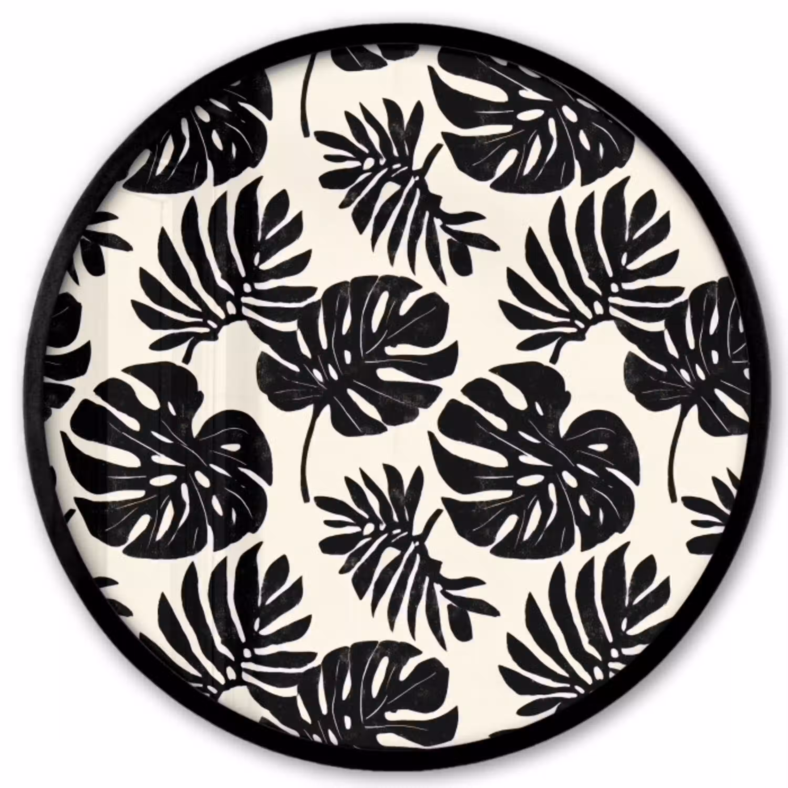 Modern - Monstera - Zwart Fotolijst rond zonder passe partout klein 856 -3d
