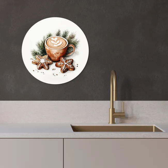 Koffie - Koek - Winter - Art - Kerst KitchenYeah - Keuken - Wandcirkel Forex klein -sfeer1