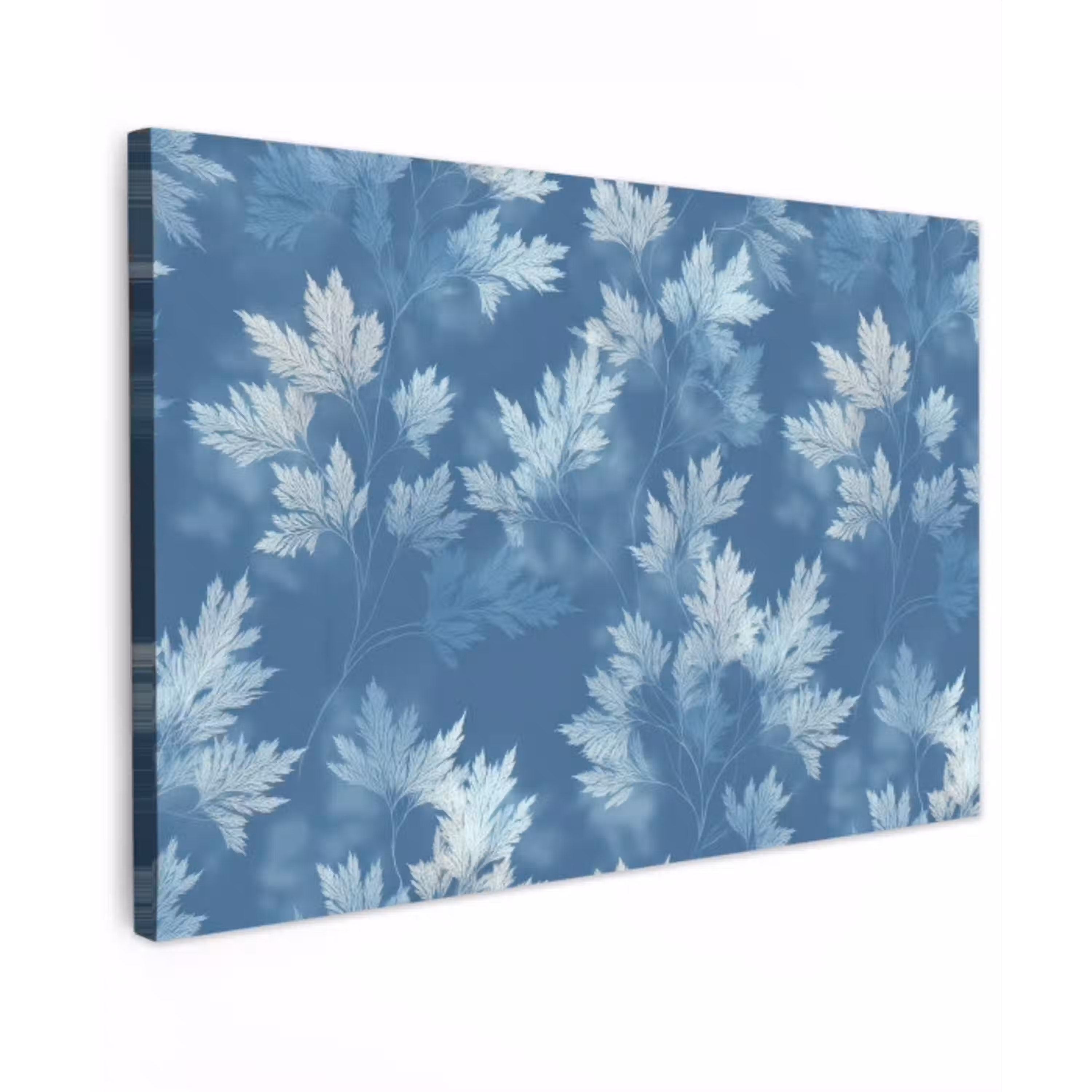 Varen - Botanisch - Patroon - Grijsblauw Tuinposter op houten frame 2 cm dik klein 845 -3d