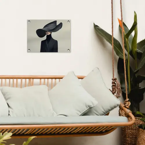 Zwart - Vrouw - Hoed tuinposter los doek klein -sfeer7
