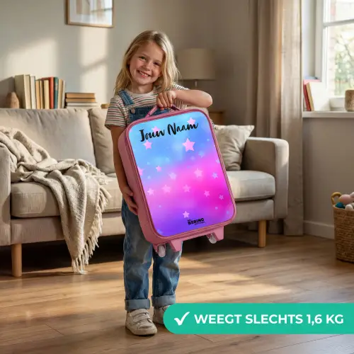 Sterren - Roze - Blauw Kinderkoffer - Roze klein -sfeer2_NL