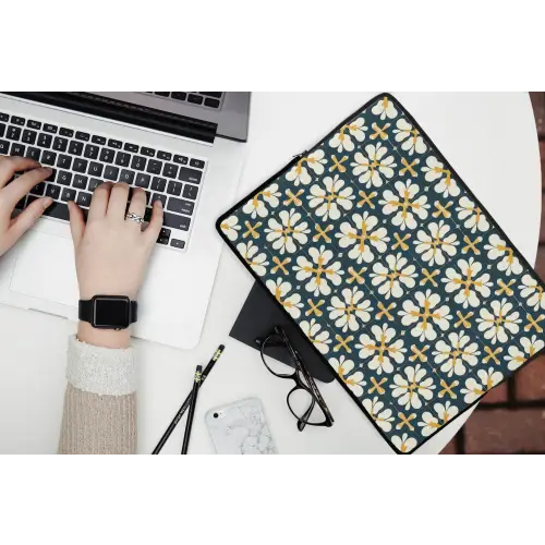 Motief - Tegel - Okergeel laptophoes neopreen klein 279 -bureau