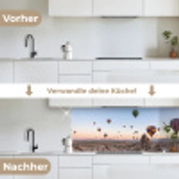 Luchtballonnen - Rotsen - Zonsopgang keuken achterwand 2 middel -voor-na_DE