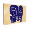 Okergeel - Blauw - Eenvoudige lijnen canvas 2cm klein -z3d