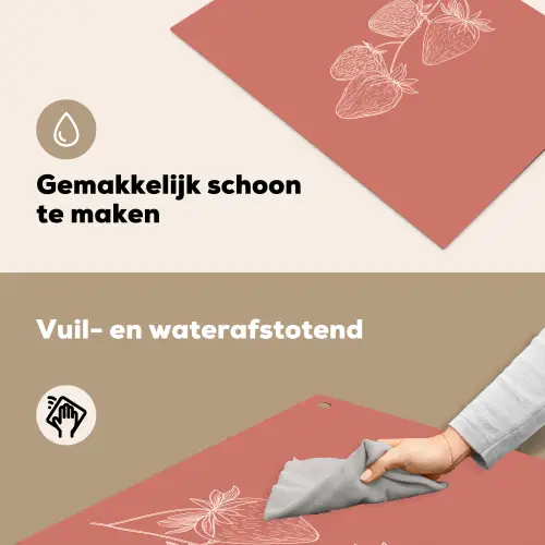 Minimalistisch - Illustratie - Aardbei - Tak Inductie beschemer met haakjes klein -ky-schoon-nl