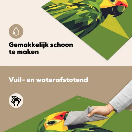 Papegaai - Groen - Snavel - Abstract Inductie beschemer met haakjes middel -ky-schoon-nl