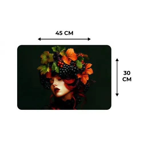 Vrouw - Rood - Groen - Druiven Placemat vinyl groot -specs