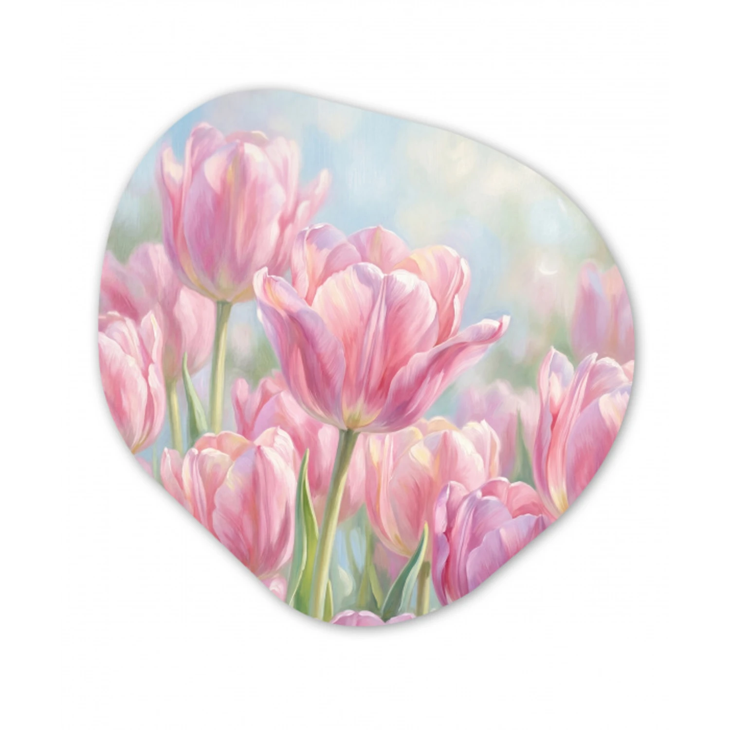 Tulpen - Veld - Lente - Roze Wandcirkel Organisch Forex 3mm klein -3d